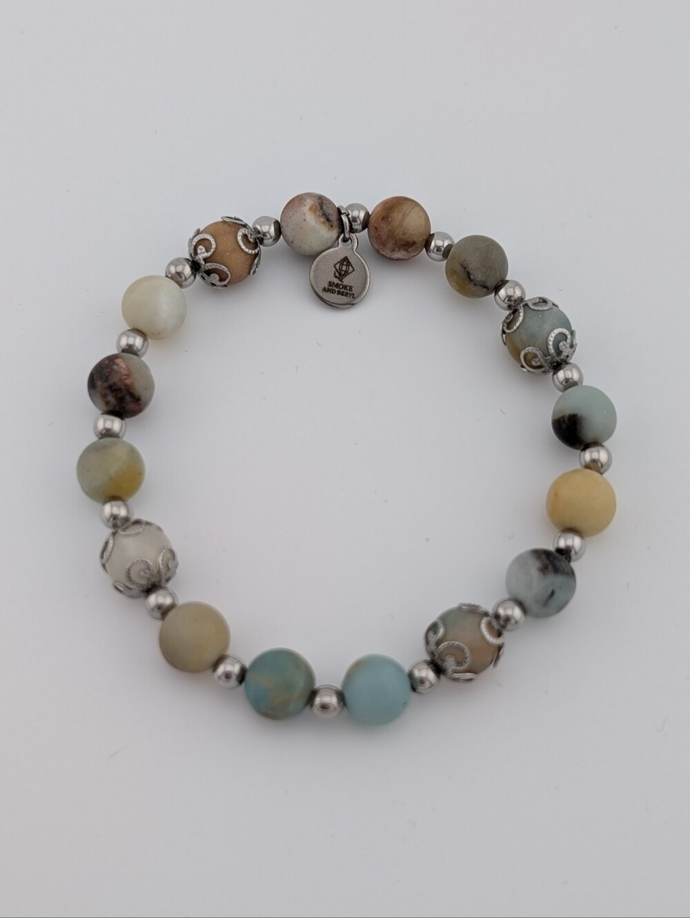 Amazonite Silver Accent Bracelet - Artisan Jewelry - D078 - Picture 5 of 5
